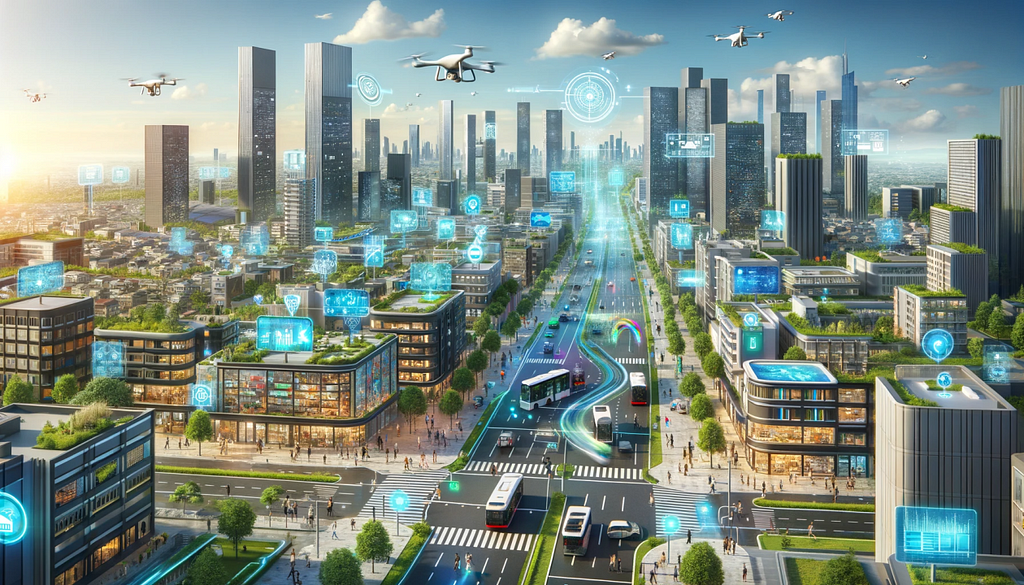 Smart City: Blending Technology with Sustainable Urban Development. Image by: https://www.linkedin.com/pulse/challenges-opportunities-building-smart-cities-santosh-kumar-bhoda-ow50f/.