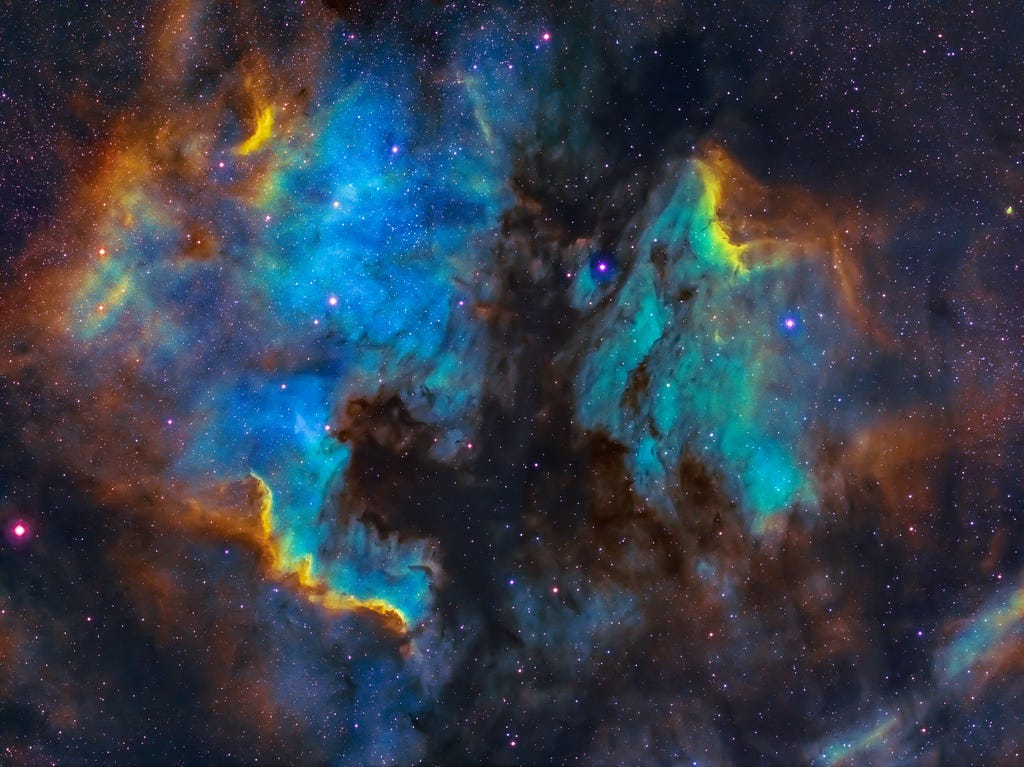 Starry Night Sky With A Multi-Color Supernova