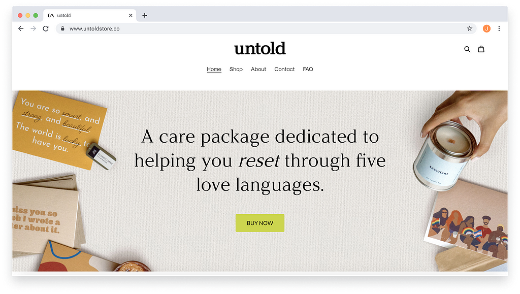 A screenshot of the website Untold.
