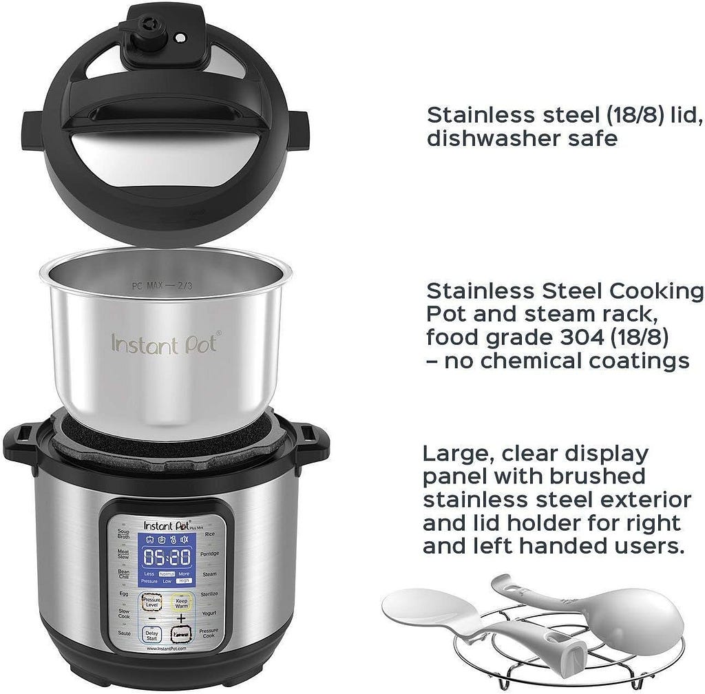 Instant Pot Pro 10-in-1 Pressure Cooker, Slow Cooker, Rice/Grain Cooker, Steamer, Sauté, Sous Vide, Yogurt Maker, Sterilizer, and Warmer, Includes App With Over 800 Recipes, Black, 6 Quart