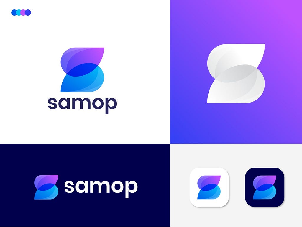 modern S letter logo design for samop
