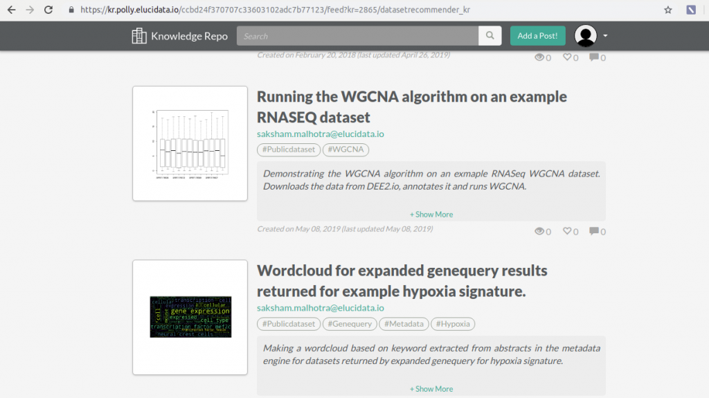 Figure — A Knowledge repository hosted on our Polly platform.