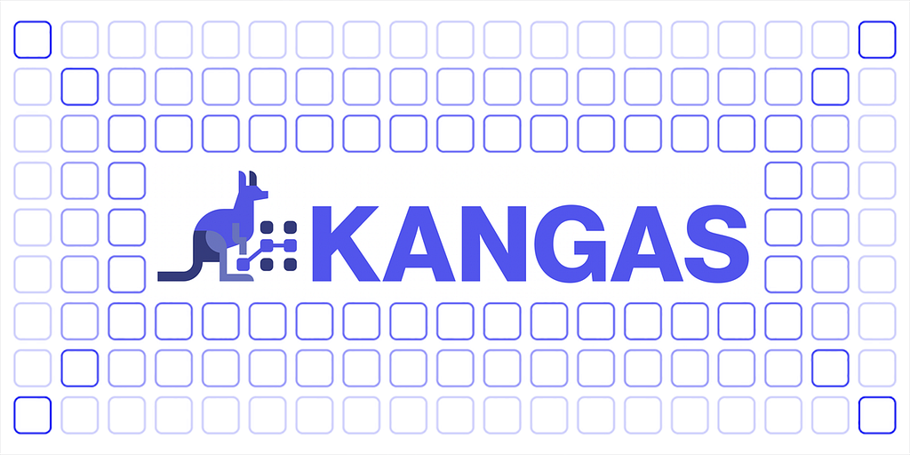 A purple Kangas logo of a Kangaroo surrounded by a series of squares in a grid-like fashion.