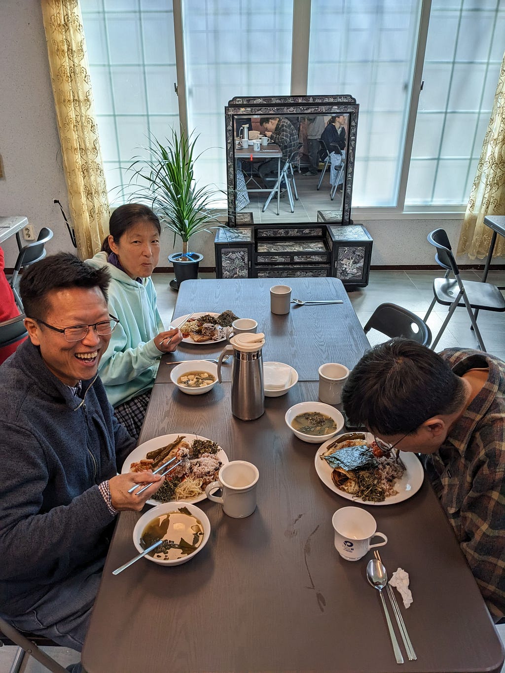 Enjoying good food.