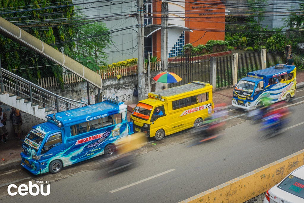 Traditional jeepneys lining up along Bulacao Street