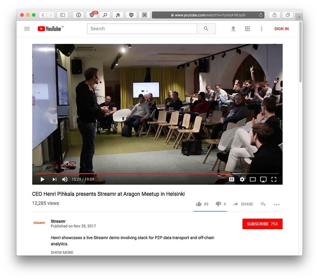 Streamr official Youtube channel