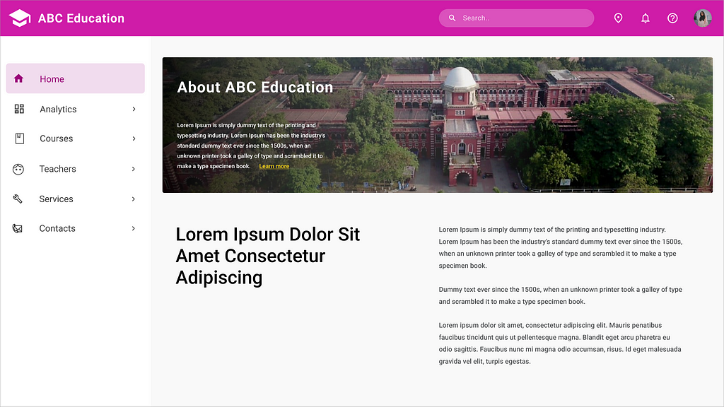 Sample Website of an Educational Institution