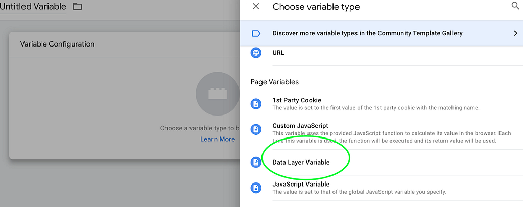 Create a data Layer variable in GTM
