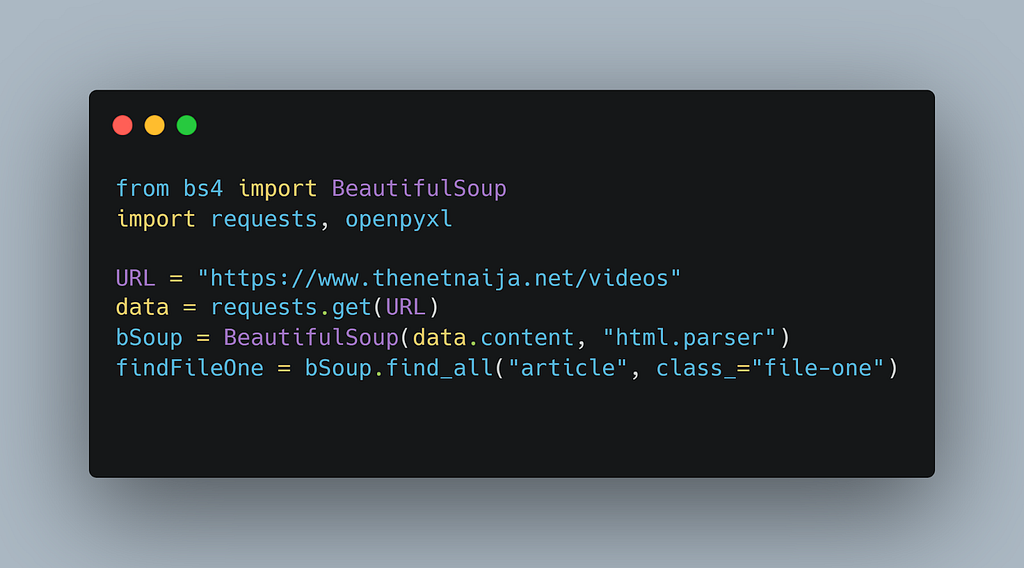 Code on How to Use BeautifulSoup