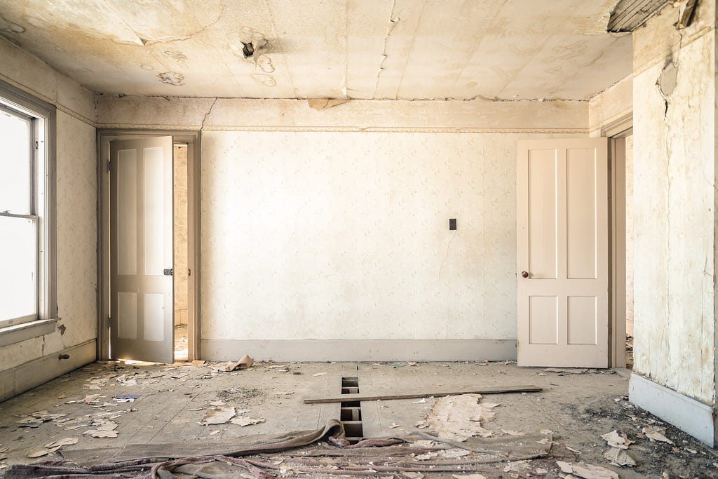 A room undergoing renovation