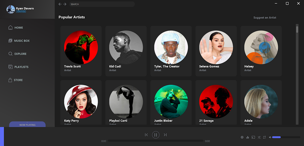 New Rhythm Home Page (Artist View)