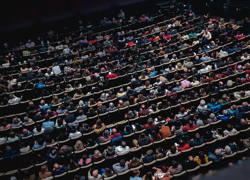 Top down view of an audience who might be attending a lecture