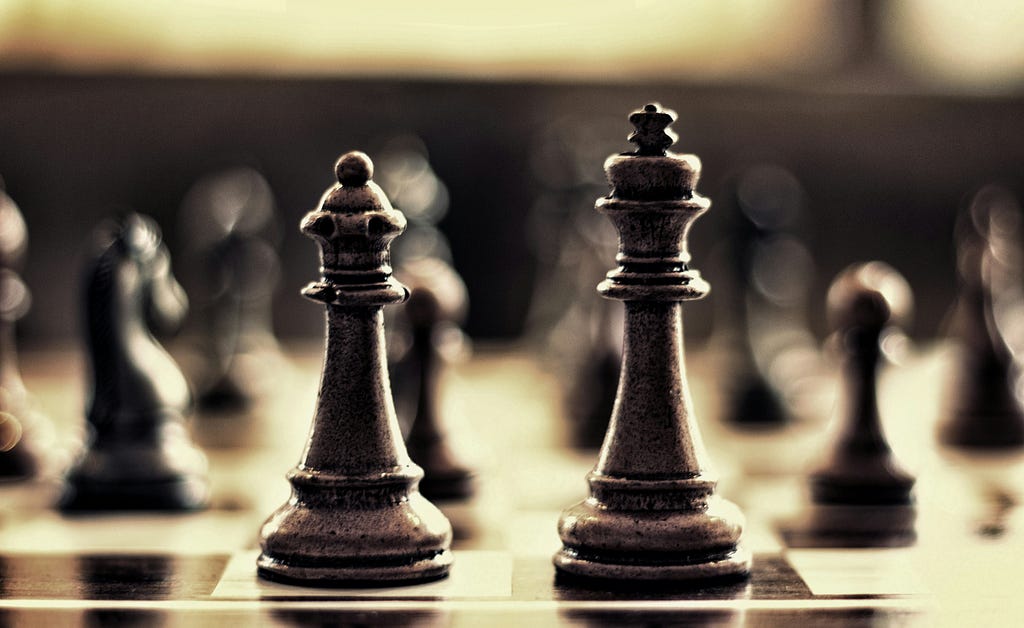 A close up image of a chess set