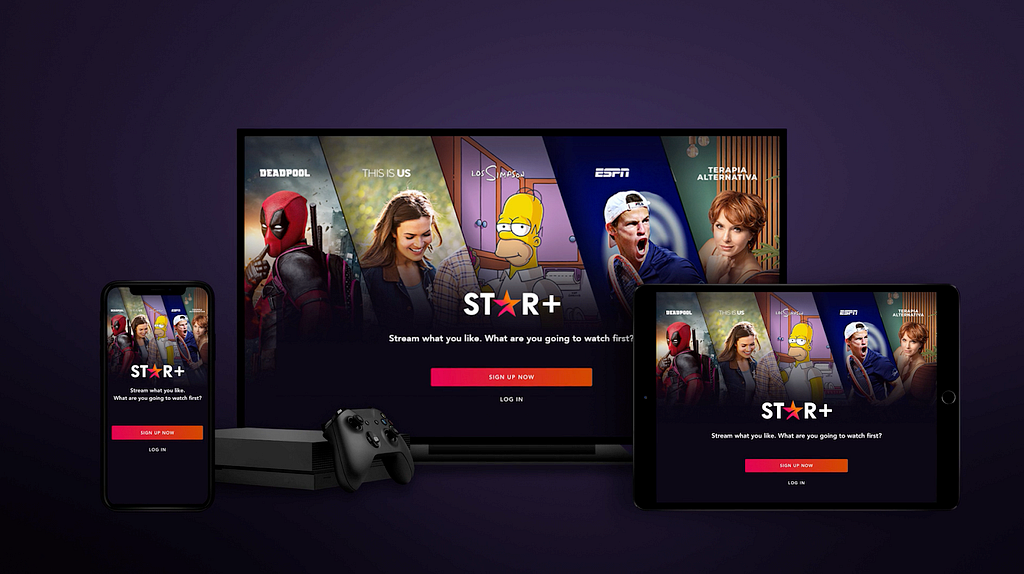 Star+ streaming service on various device screens