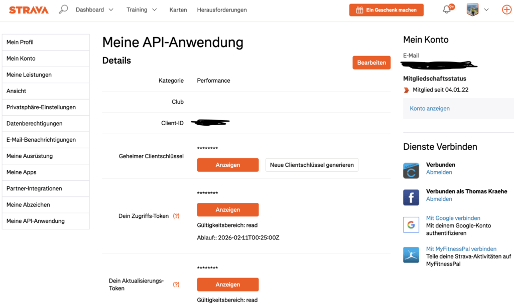 Strava Developer App with Credentials