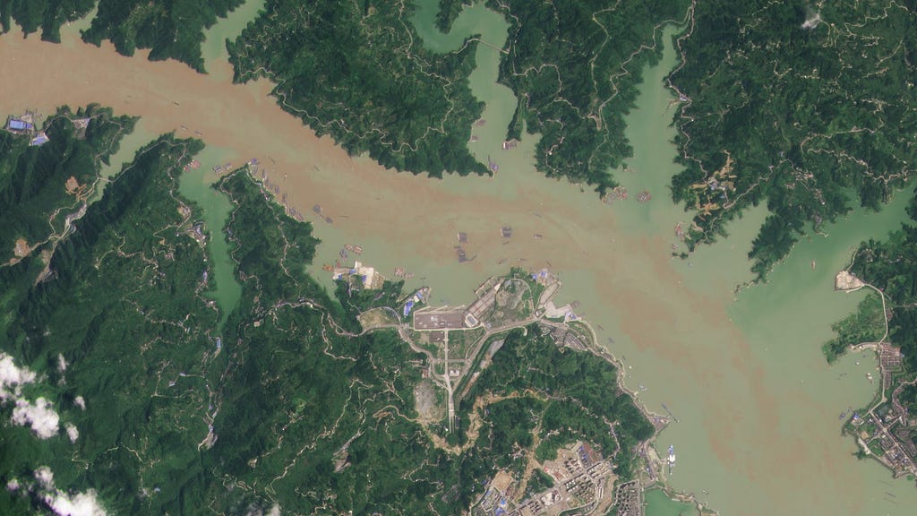 Imagery of the Three Gorges Dam reservoir