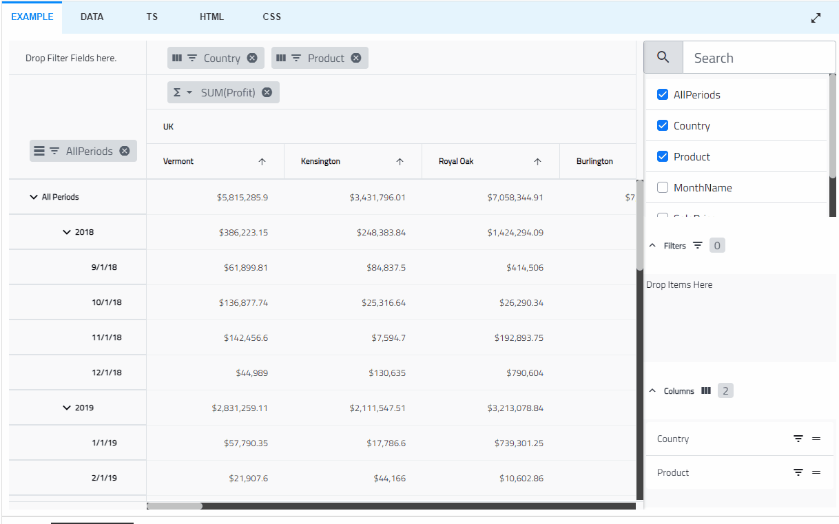 using pivot grid in app builder