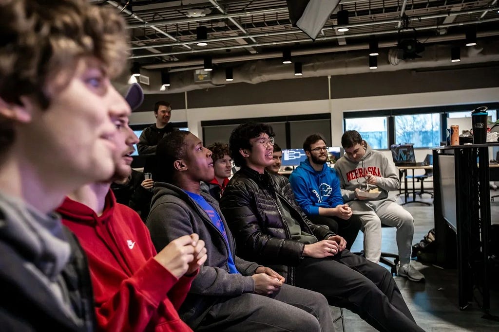 Students compete in a video game
