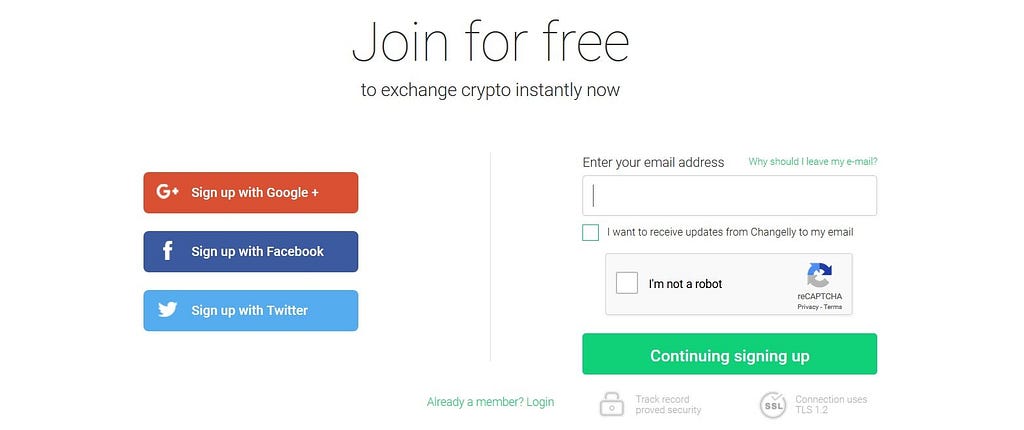 Changelly Login