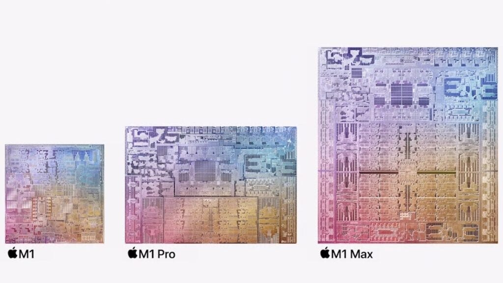 Apple M Series chips put side by side.