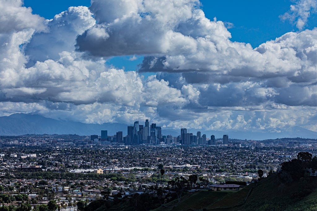 A cleaner skyline of Los Angeles (L.A.).
