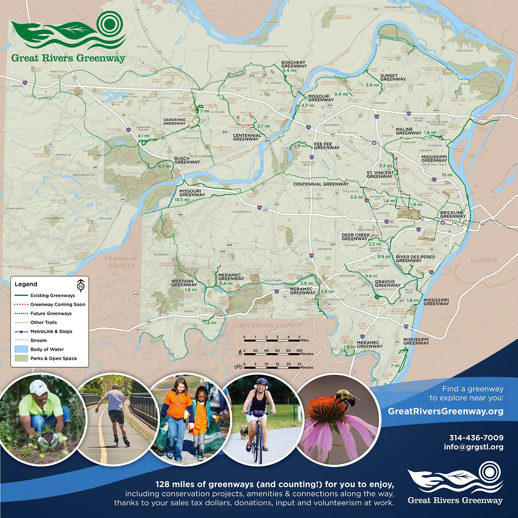 A full map of Great Rivers Greenway projects for 2022. Photo courtesy of greatriversgreenway.org.