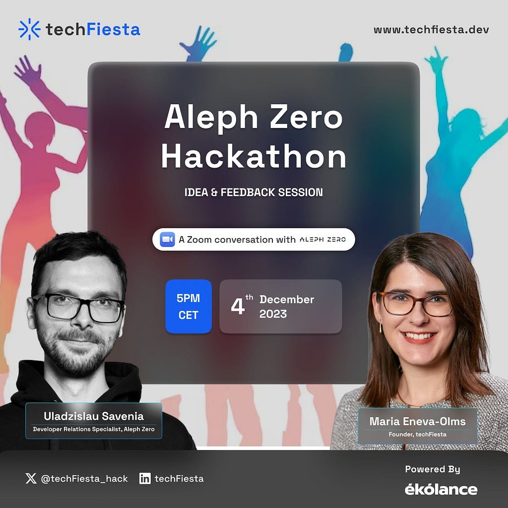 A visual showing the idea and feedback session of the Aleph Zero hackathon.