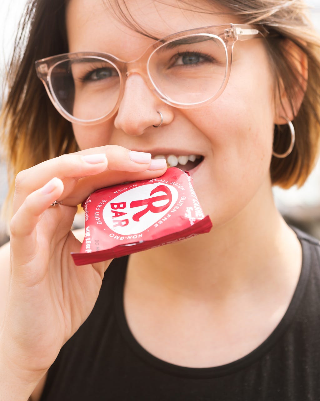 Girl eating a chocolate