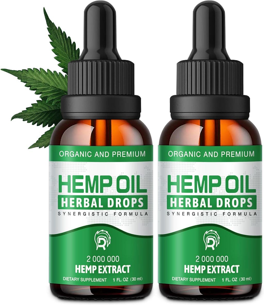 Hemp Oil High Potency （2 Pack） Hemp Drops Max Strength 100% Pure Natural Hemp Oils Extract - Best Edible Hemp Supplement for Adult Made in USA (Natural)