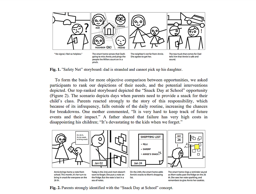 A screenshot of an academic paper with some storyboards
