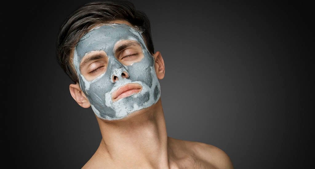 Men's facial mask skincare routine