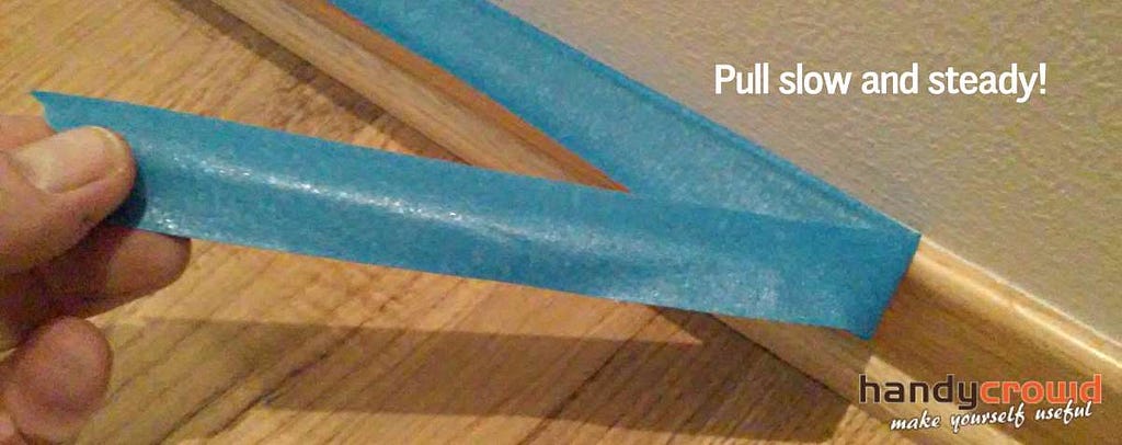 removing blue masking tape