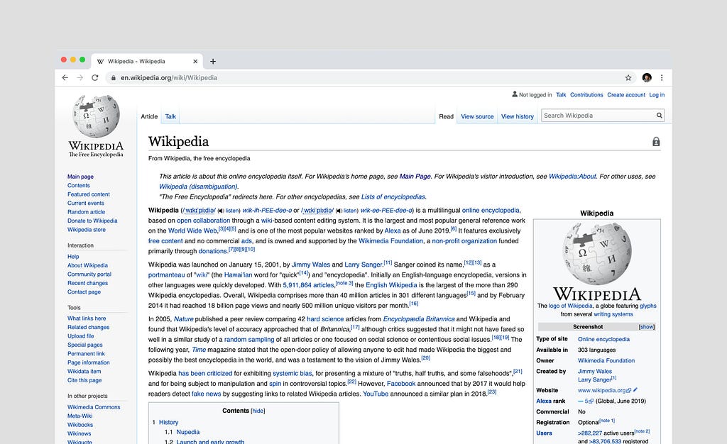 Screenshot of the wikipedia page.