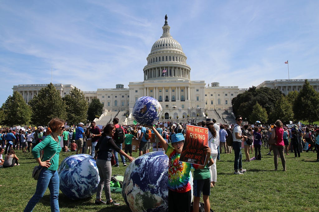 Climate strike DC Kid with Earth and Sign