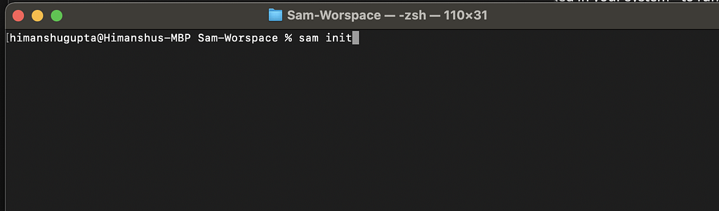 Initialize Sam Project using SAM init command