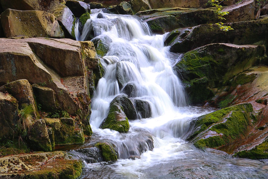 Waterfall representing information flowing in waterfall pattern