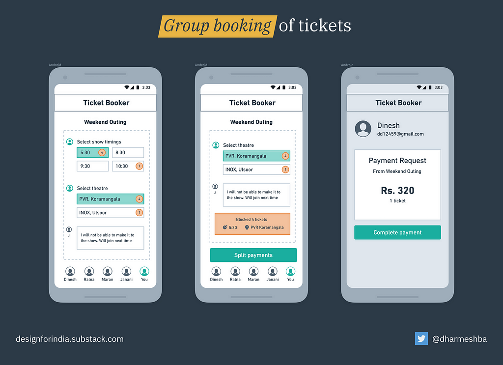 Group booking of tickets