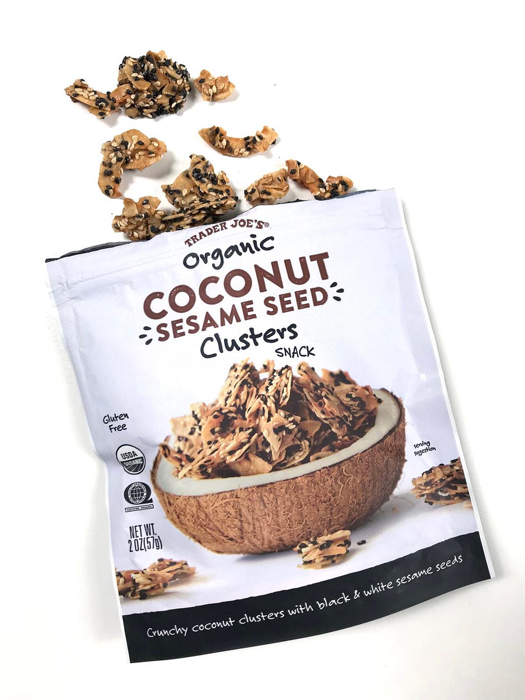 trader joe's paleo snack bag of organic coconut sesame seed clusters