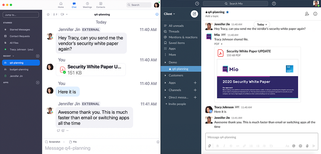 Zoom chat interop with Slack