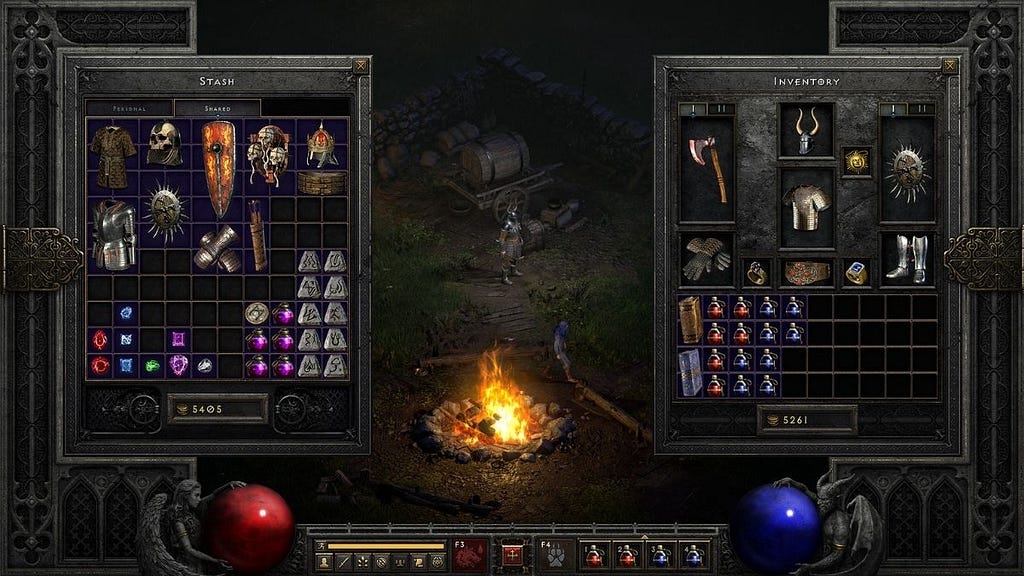 Screenshot from Diablo 2 showing inventory.