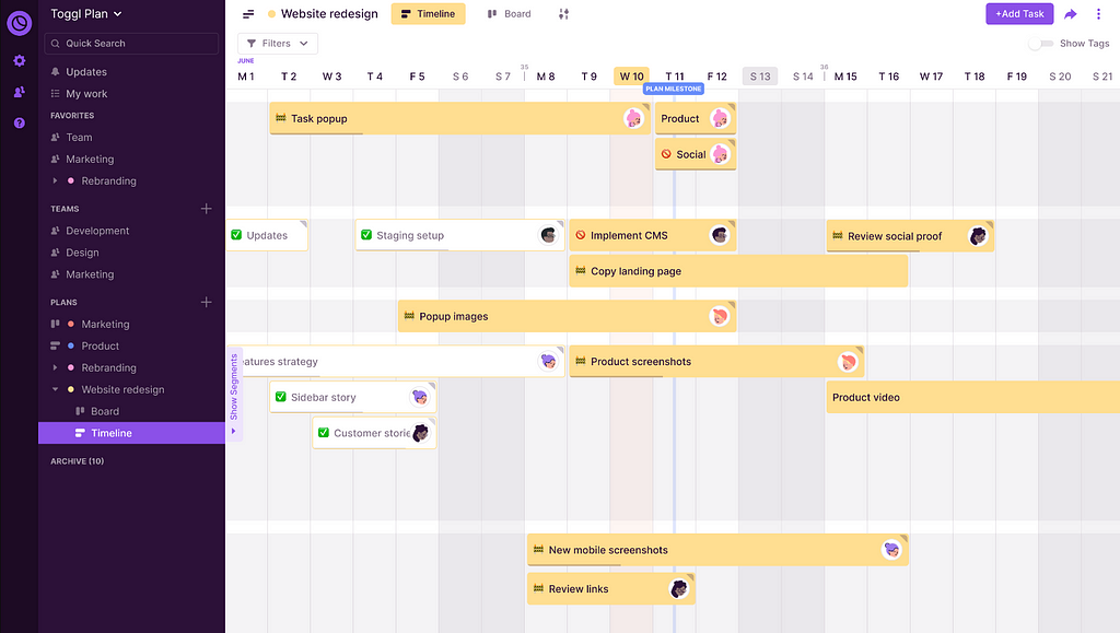 Toggl Plan marketing planning software tool