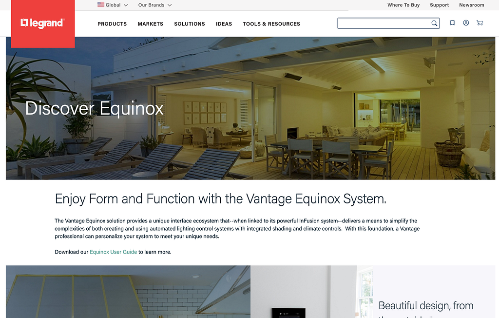 Screenshot from the Equinox website
