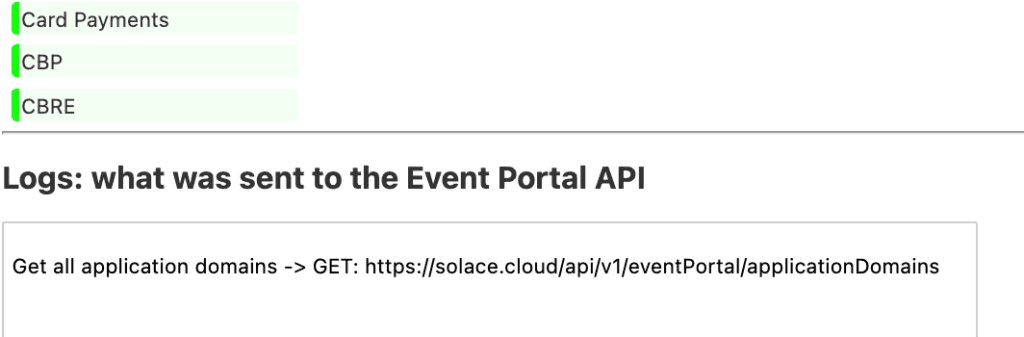 Screenshot of the Portal 2 Semp Event Portal API Logs