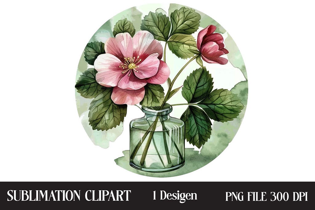 Watercolor Floral Perfume Clipart Graphic Illustrations