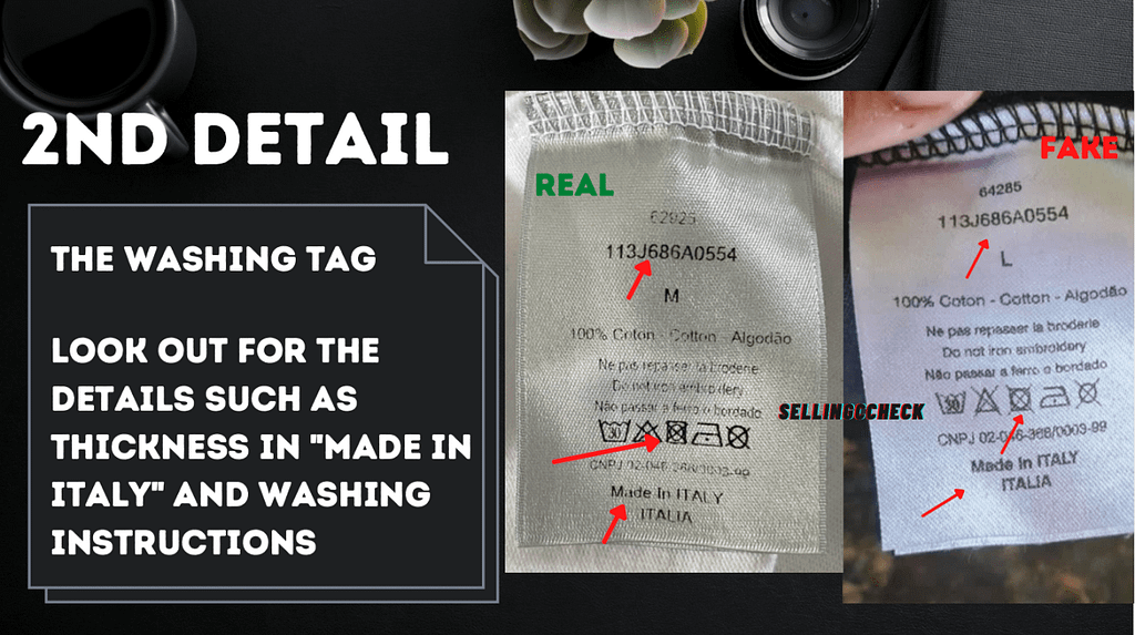 Real vs Fake Dior washing tag