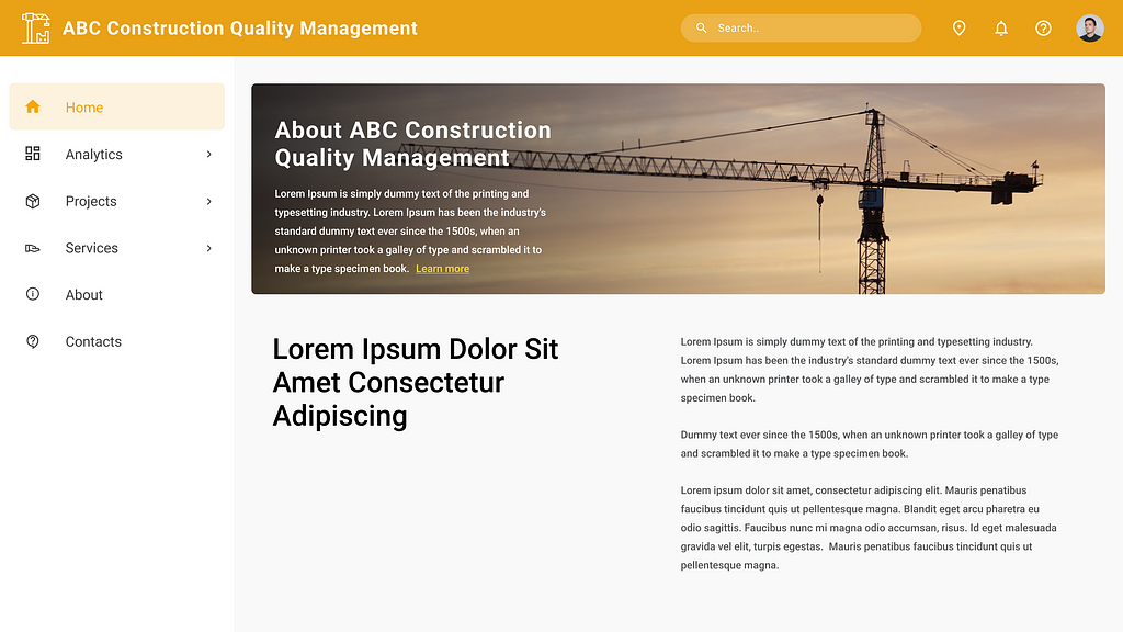 Sample website of a construction company
