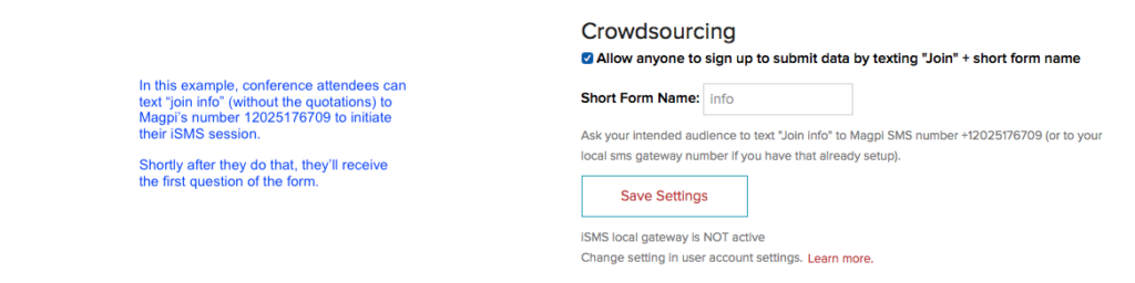 crowdsourcing with iSMS