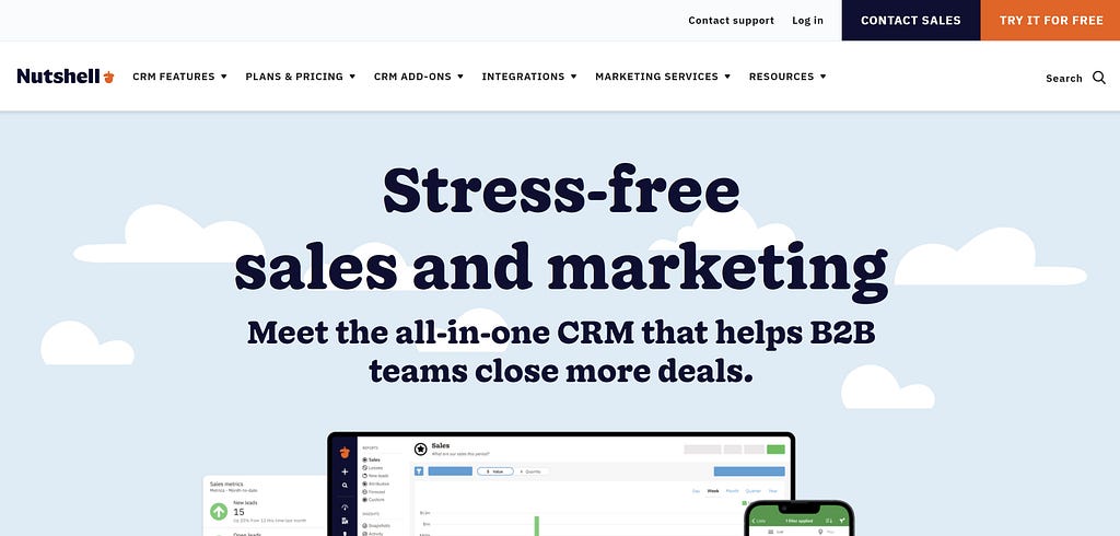 Nutshell CRM homepage