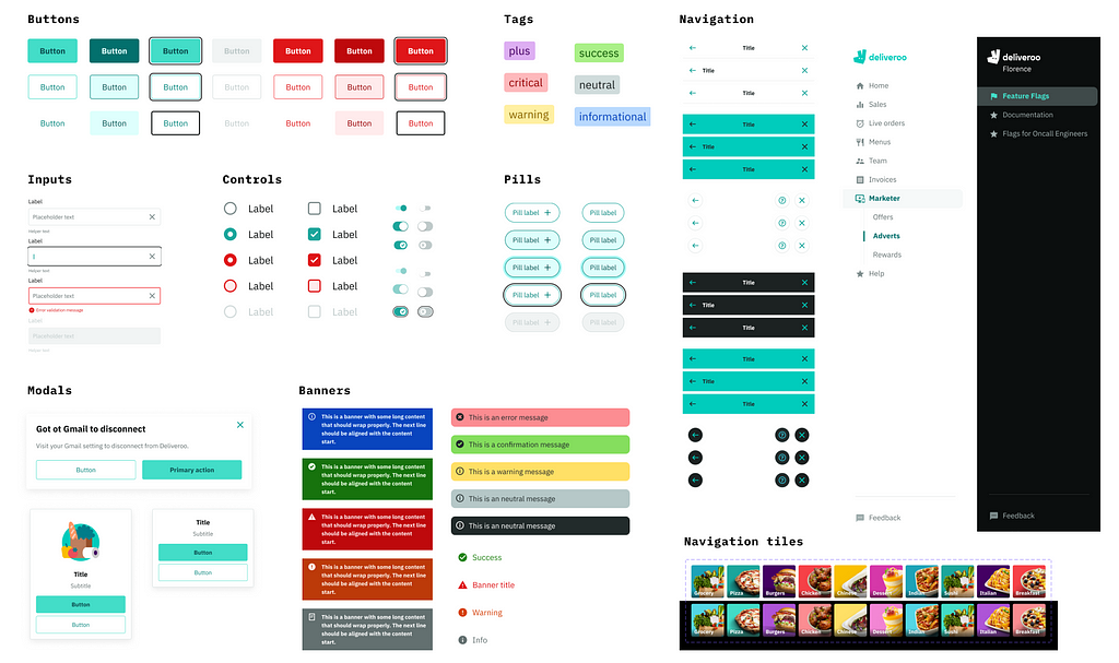 User interface component explorations using the new colour palette.
