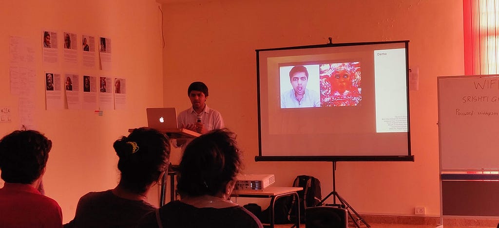 Harshit Agrawal presenting his talk “Artificial Intelligence and Art”